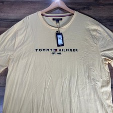 Tommy Hilfiger Mens XXL Cream Beige Embroidered Logo T Shirt Short Sleeve NWT picture
