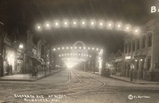Eleventh Ave. at night, Milwaukee, WI Wisconsin 1913 RPPC Photo Postcard Copy picture