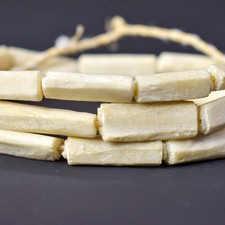 3 Strands Carved Bone Beads White Nigeria picture