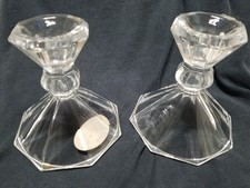 VTG Set Of 2 4 in  24% Lead Crystal Candlestick Holders Made In USA picture