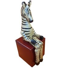 Vintage Jointed Carved Wooden Zebra Shelf Mantle Bookshelf Sitter picture