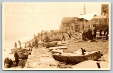 Vintage RPPC Winthrop Massachusetts Cleanup After Storm Real Photo Postcard 1931 picture