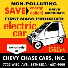1974 CITICAR Electric Car NEW Sign 40