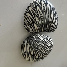 Rare Beth Forer Nerikomi Black/White Porcelain Salt and Pepper Shakers 1980s picture