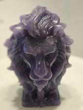 NEW Lilac Jade Carved Lion Head  Crystal Carving ~Beautiful~ picture