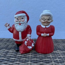 Vintage Huron Products Santa Mrs Claus Christmas Blow Mold Coin Banks Set 8.5