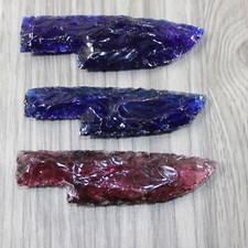 3 Small Glass Ornamental Knife Blades  #3947 picture