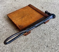 Vintage Milton Bradley Diamond Wood Cast Iron Paper Cutter 6” Pat. 1895 X PATINA picture
