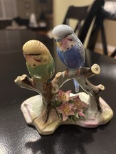 Royal Adderley Double Budgerigars Bird Figurine Bone China England Budgies Pair picture