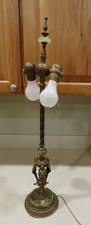 Antique Art Nouveau Lamp Base Figural Caryatid Brass Bronze Green Onyx 1910s picture