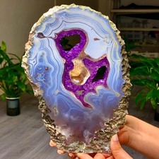 1.78LB Natural Amethyst agate  slice quartz cluster crystal specimen /Brazil picture
