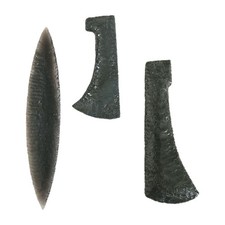 3 VTG Flint Knapping Obsidian Ax Heads Spear Blade Cherokee Artist Ron Saunders picture