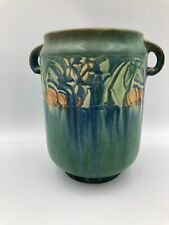 roseville baneda green handled vase - vg cond from collector estate &  picture