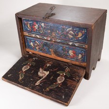 Rare Spanish Colonial Mexico Vargueño Portable Writing Desk with 2 Drawers picture