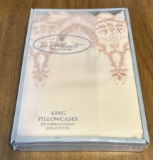 Pair Vintage D Porthault/Dan Rivers Cream KING Pillowcases Embroidered picture