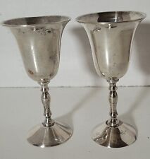 Vintage Silver-plate Cordial Tulip Fluted Goblets Set of 2 -  3 3/4 in. tall picture