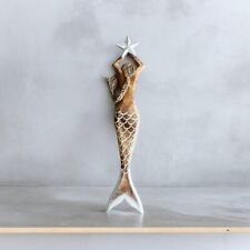 33” Hand Carved & Painted Mermaid Wooden - Coastal Home decor - Wedding Gift picture