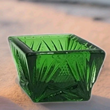 Square Hunter Green Salt Cellar Dip Westmoreland Glass Mould Mosser 4 Rosso picture