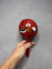 Paulina Chacon Mexican Gourd Maraca Handpainted Red Folk Art Vintage Boho Shaker picture