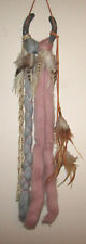 Vtg Native American Indian Dream Catcher Mandala Wool Fur Leather Beads H SHOE picture