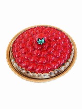 Vintage Red Covered Cherry Pie Dish Sanor Ceramica Portugal Majolica 3D Pottery picture