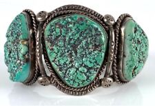 Large Vintage Navajo Turquoise Bracelet, Sterling Silver 7.25