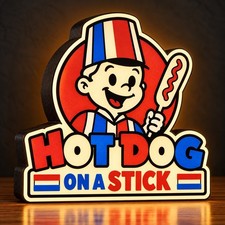 Hot Dog on a Stick LightBox 3D Printed– Retro Restaurant Desk Light picture