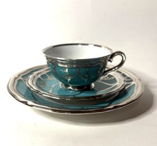 German Porcelain Silver Overlay Tea 3 Pc Set -Seltmann Weiden Marie Luise picture