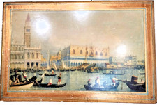 Vintage Fratelli Alinari Florence Wooden Plaque Venice Canaletto Art Print Italy picture