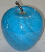 Vintage Marble Apple Blue Color Paperweight Polished Alabaster 1.6 Lbs picture