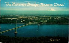 Narrows Bridge Tacoma Washington Mt. Rainier Vintage Postcard 4P25-30 picture