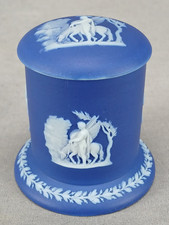 Wedgwood Neoclassical Dark Blue & White Jasperware Match Striker Box C. 1882 picture