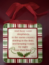 Christmas hanging Tile Bible Ornament Religious  Luk 2:8 picture