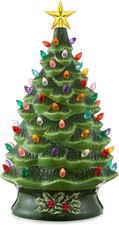 Hand Painted Ceramic Christmas Tree, Green 24-Inch Pre-Lit Tree with 148 Multi C picture