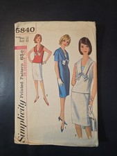 Simplicity 5840 Dress Overblouse Skirt Sewing Pattern Size 12 B 32 Vintage 1964 picture