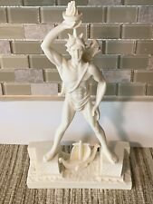 VTG COLOSSUS OF RHODES HELIOS SUN GOD STATUE STAVROPULOS S.A. ALABASTER 11” VG picture