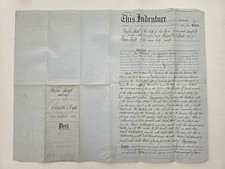 1854 antique MANHATTAN REAL ESTATE DEED nyc NY Ralph MEAD Elizabeth HYDE picture