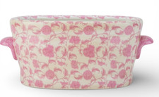 Vintage Style Small Chinese Pink Flowers Cachepot Planter-9.5'' x 4''H picture