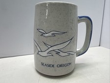 VTG Otagiri Style Seaside Oregon Seagull Mug Speckled Stoneware Blue Handle picture