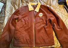 Coors Banquet Brown Zip Jacket with Cream Corduroy Collar Large picture