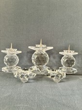VTG SWAROVSKI CRYSTAL TRIPLE CANDLESTICK HOLDER RARE RETIRED picture