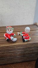 Vtg Napcoware Santa & Mrs Claus Tapered Candle Huggers Climbers picture