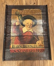 Vintage Reading Brewing Co. U.S. Standard Beer Advertising Sign Wood 24x30 picture