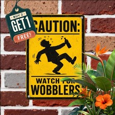 Caution Drunk People Crossing Warning Metal Tin Sign Bar Pub Street Decor 8x12 picture