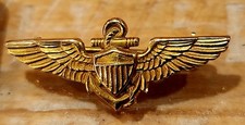 Vintage WWII US Navy Naval Aviator Pilot Wings Pin Solid 10K Gold Star Hallmark picture