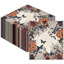 Feifeiya 60 Pcs Halloween Napkins Jack O Lantern 13 x 13 inches, Multicolor picture