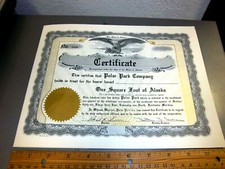 vintage One Square foot of Alaska certificate from the 1970s, Polar Park Company picture