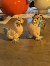 Vintage Kitschy Walker Renaker Pink Bisque Flirtacious Rooster & Hen Figurines picture