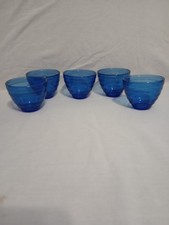 Vintage Hazel Atlas Moderntone Cobalt Blue Custard Cups- Set Of 5 picture