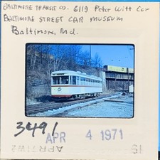Vintage 1971 Baltimore Transit Co. Peter Witt Streetcar 6119 35mm Slide Museum picture